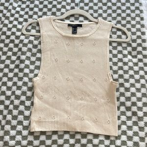 Floral rib knit tank